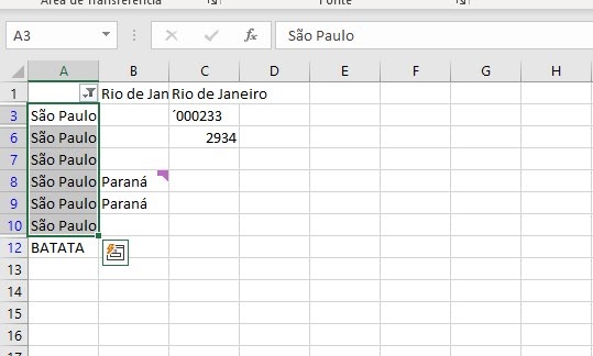 Replicando células do Excel