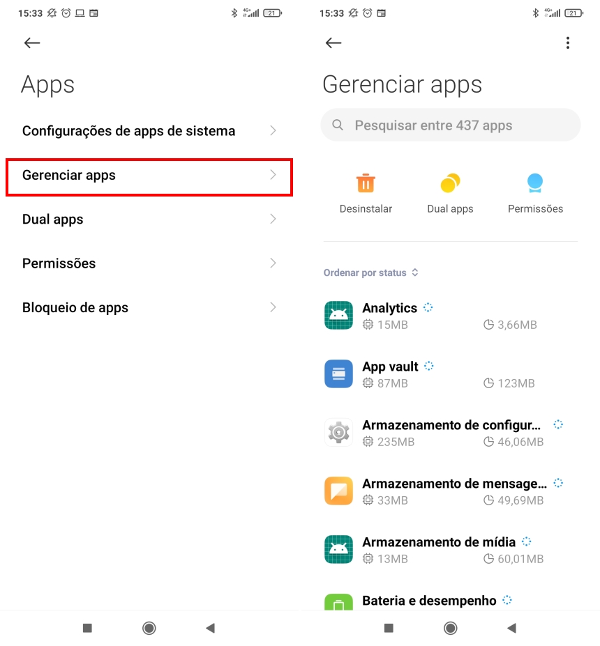 Como corrigir o erro este app parou de funcionar de vez - Passo 2