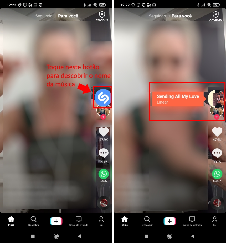 Como descobrir o nome de músicas em videos do TikTok - Passo 2