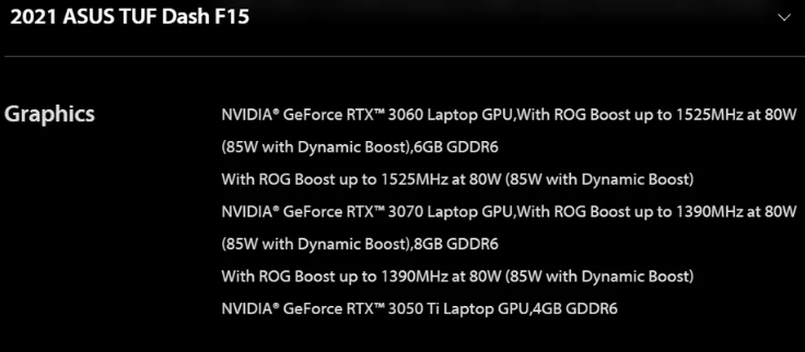 Nvidia Asus TUF Dash F15