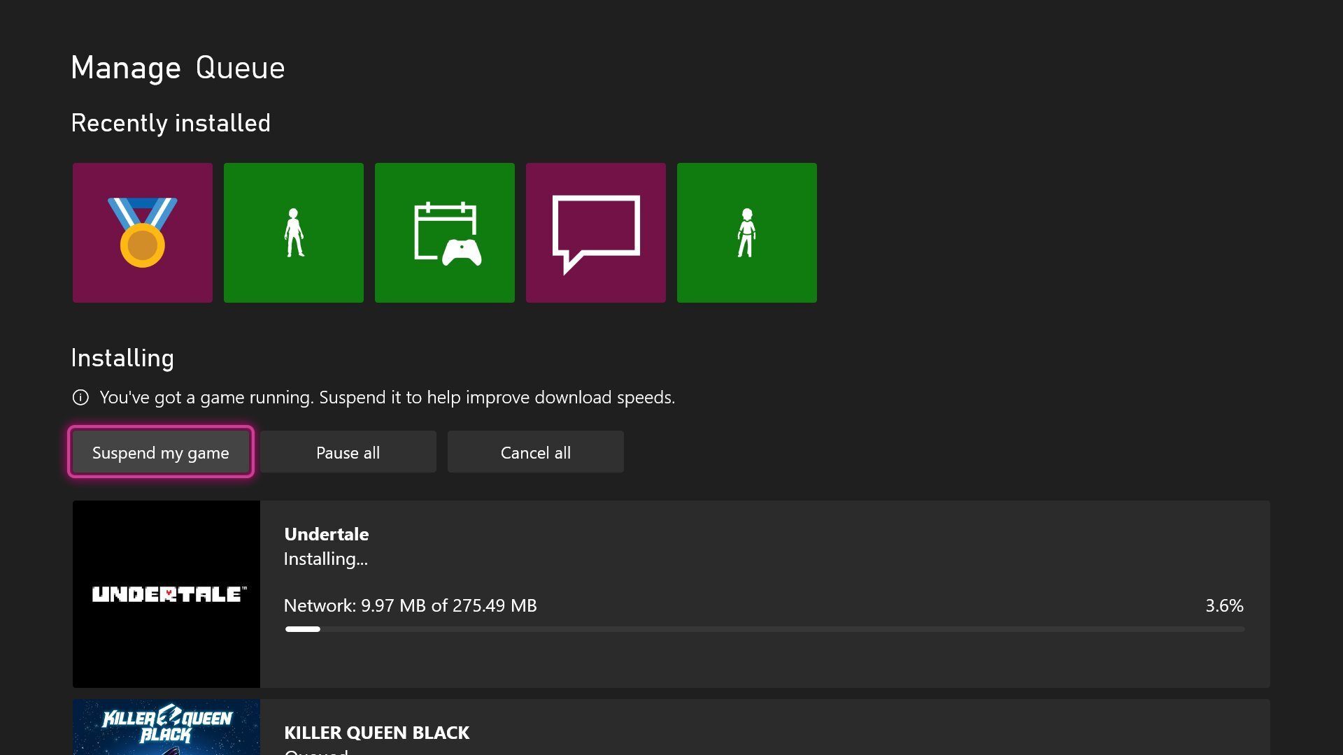 Xbox testa função para suspender jogos e acelerar downloads