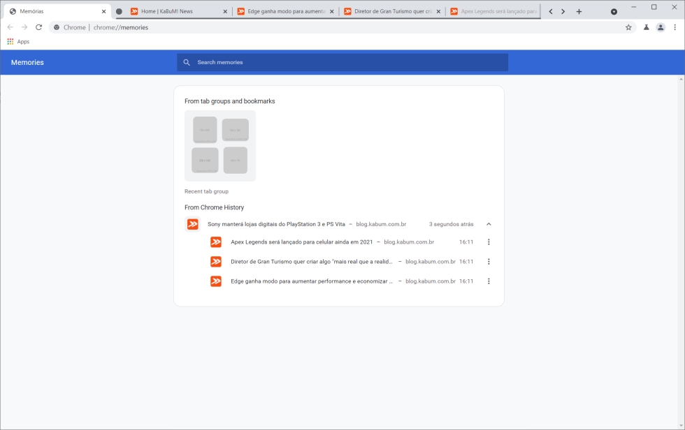 Como habilitar o recurso Memórias no Chrome - Passo 3
