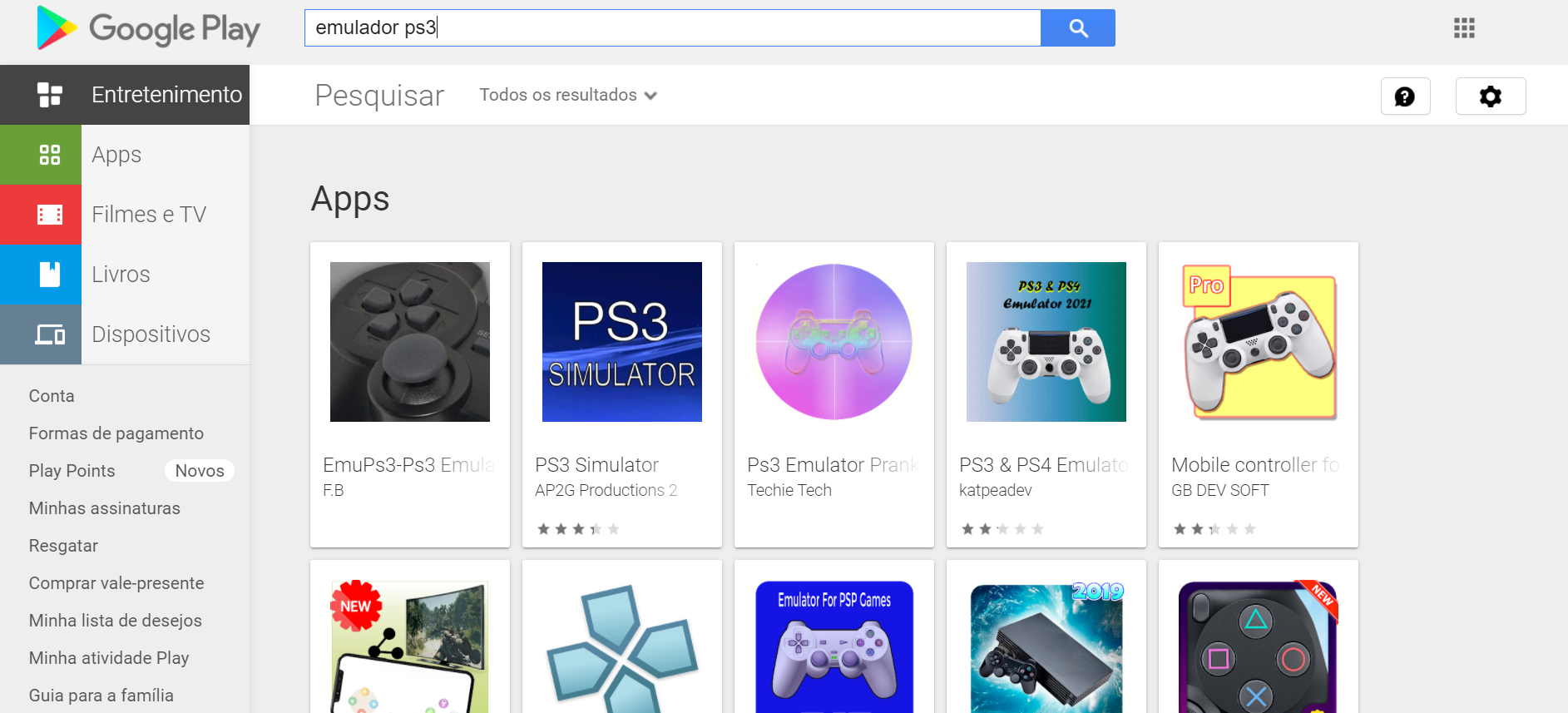 Google Play Store oferece emuladores falsos de PS3 e PS4