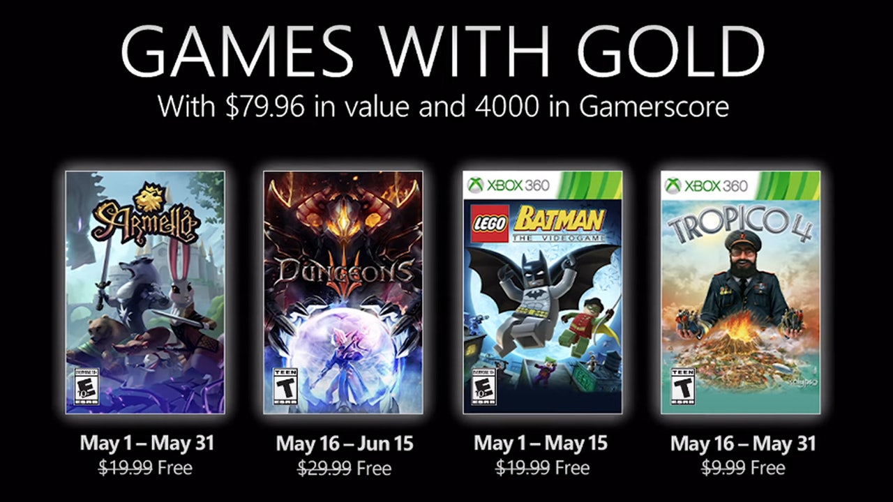 Microsoft anuncia Games with Gold de maio