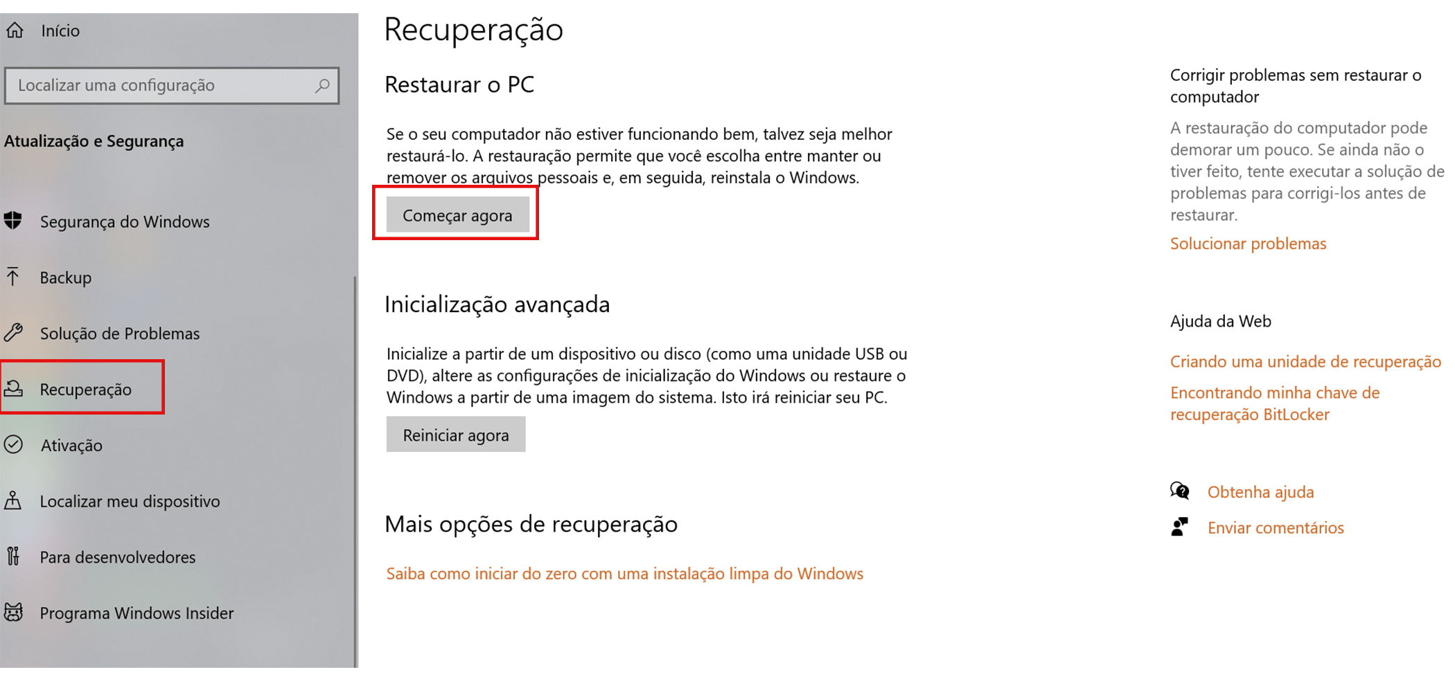 Como formatar o computador com o Windows 10