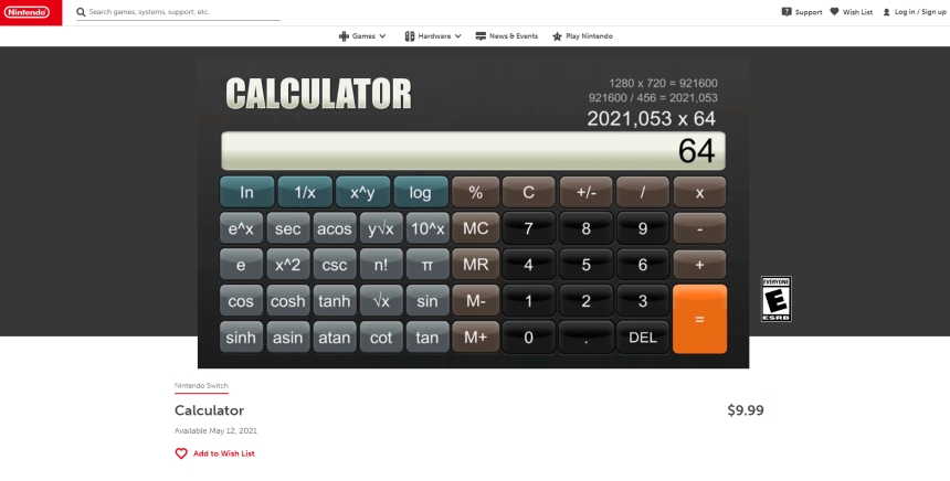 Calculadora - Nintendo Switch