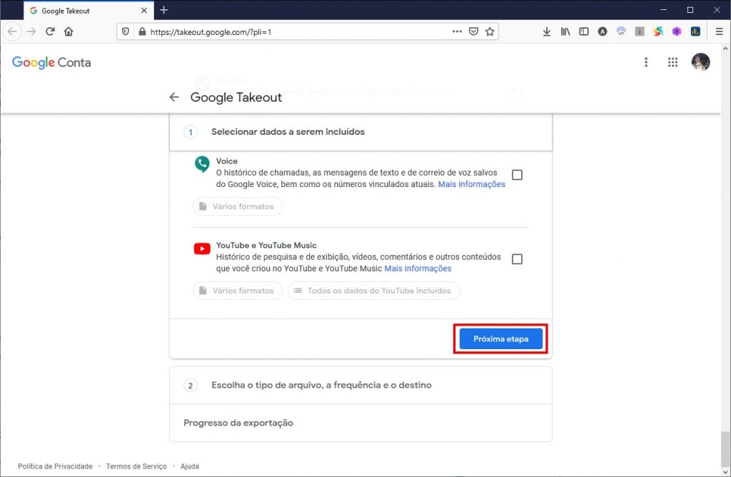 Como fazer backup do Google Fotos - Passo 2