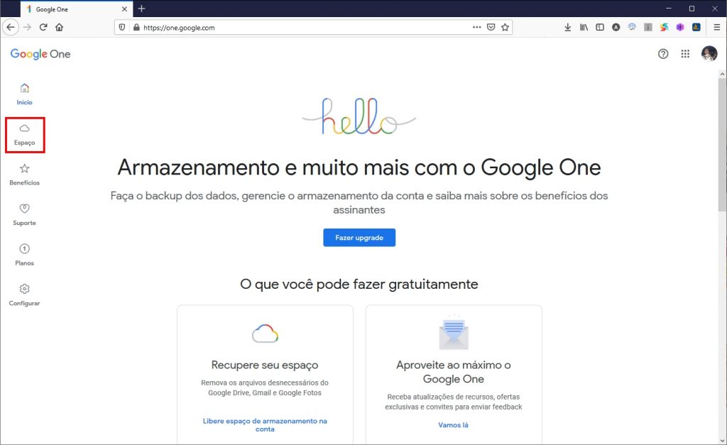 Como liberar espaço no Google Fotos - Passo 1