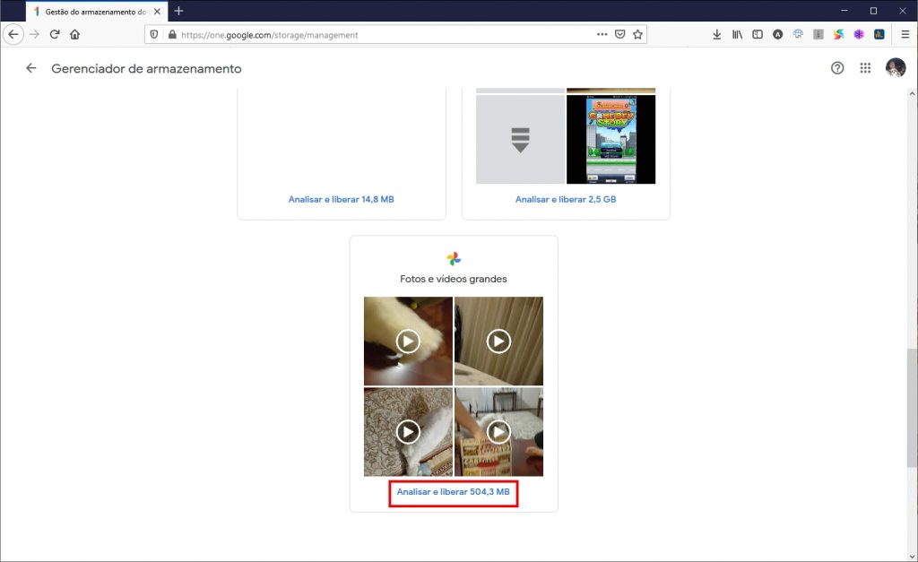 Como liberar espaço no Google Fotos - Passo 3