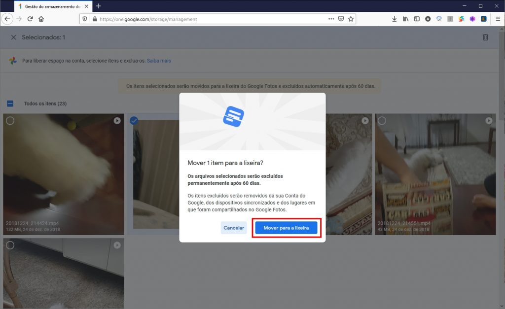 Como liberar espaço no Google Fotos - Passo 5