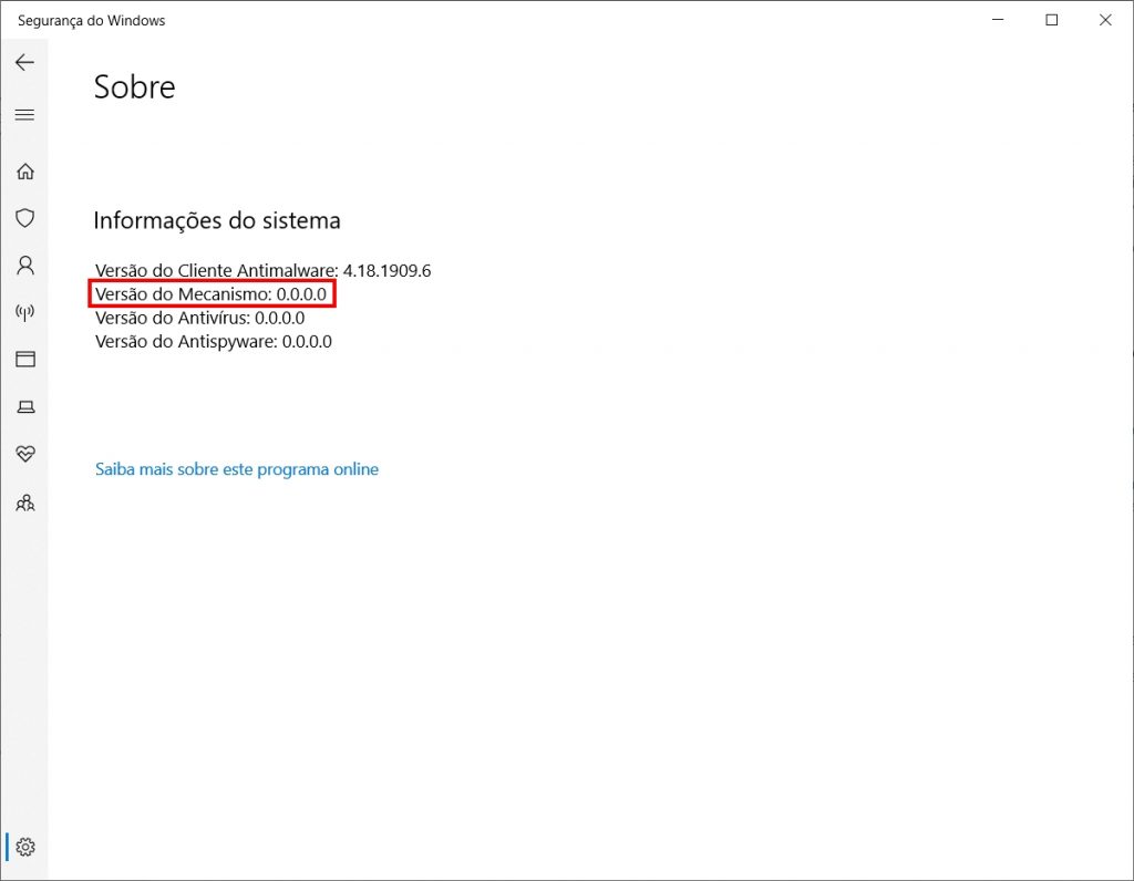 Como verificar a versão do Windows Defender - Passo 6