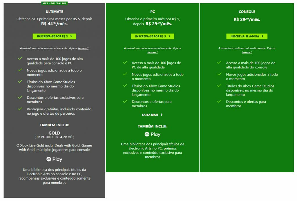 Promoção Xbox Game Pass