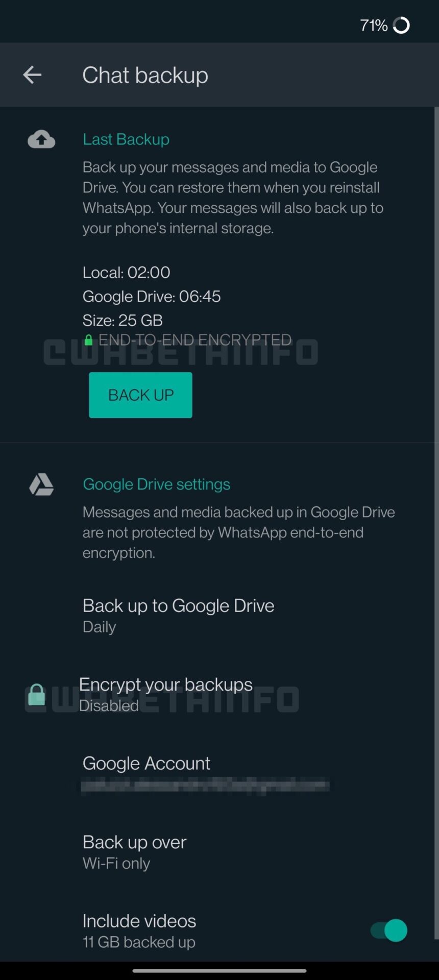 Versão Beta do WhatsApp terá função para criptografar backups