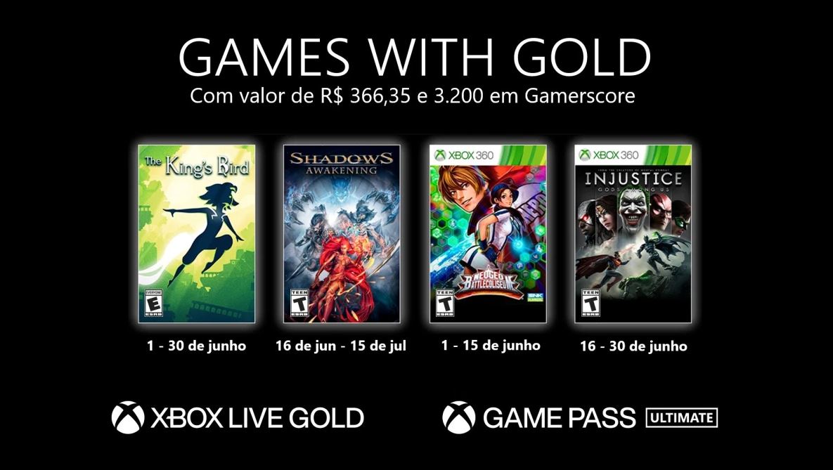 Microsoft anuncia “Games with Gold” de junho