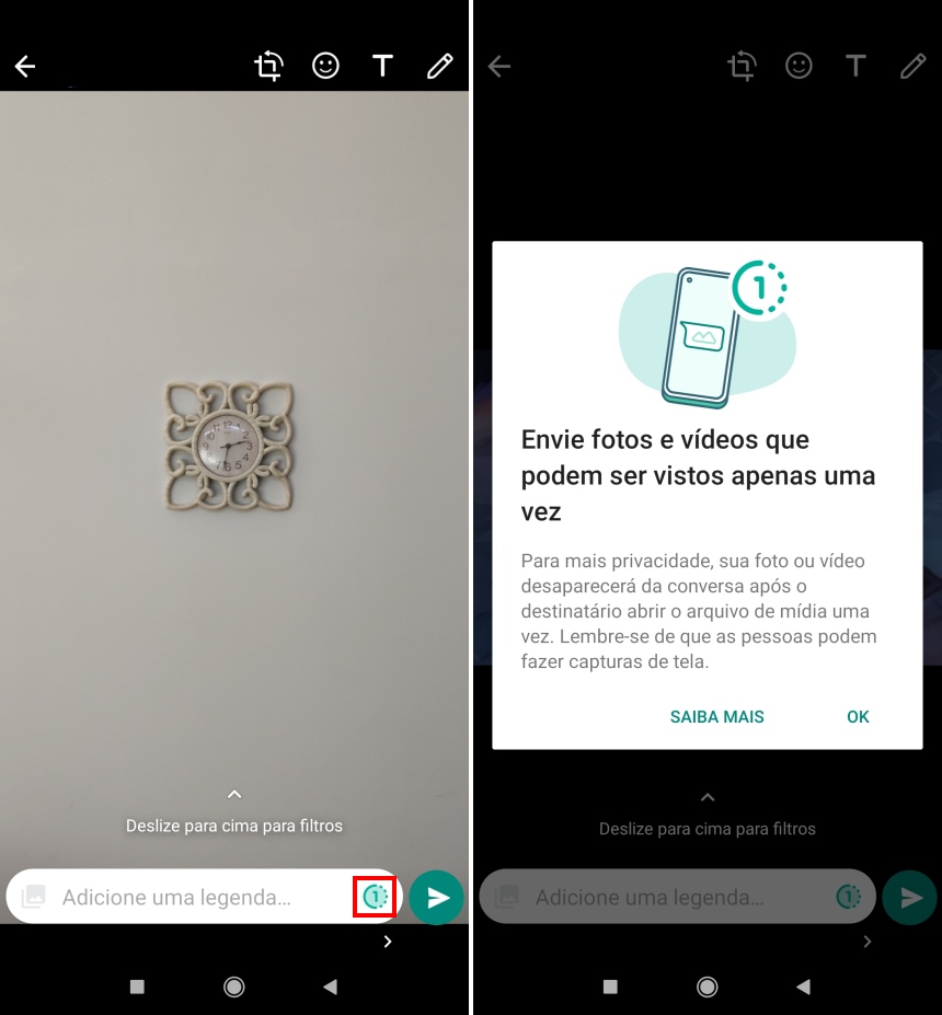 Como enviar imagens e videos autodestrutivos no WhatsApp - Passo 2