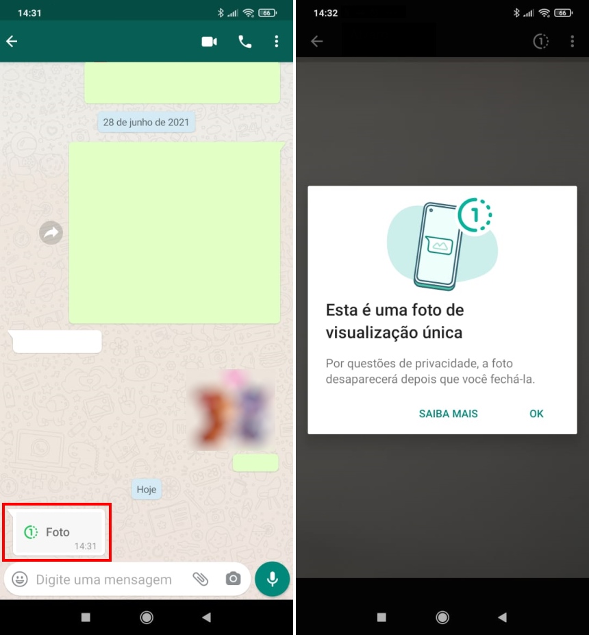 Como enviar imagens e videos autodestrutivos no WhatsApp - Passo 3