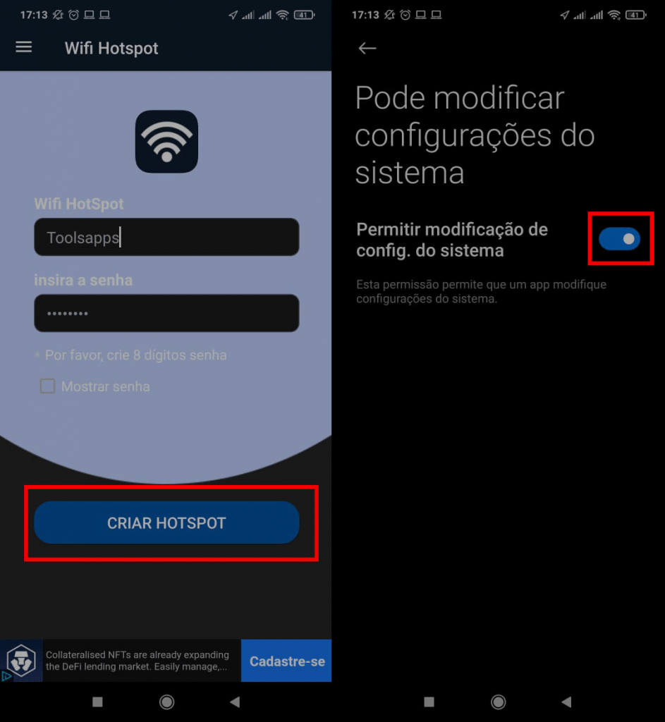 Como rotear internet do celular Android