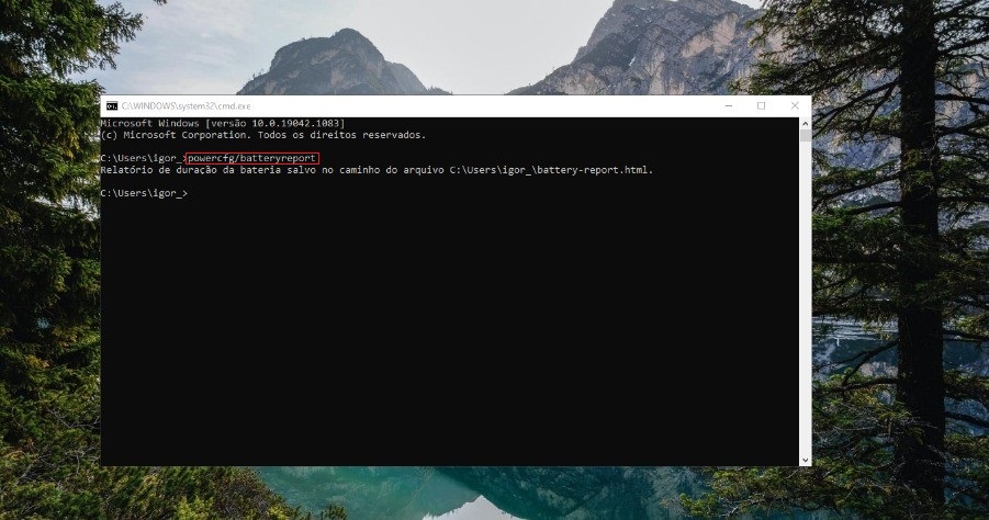 Gerando o relatório de bateria