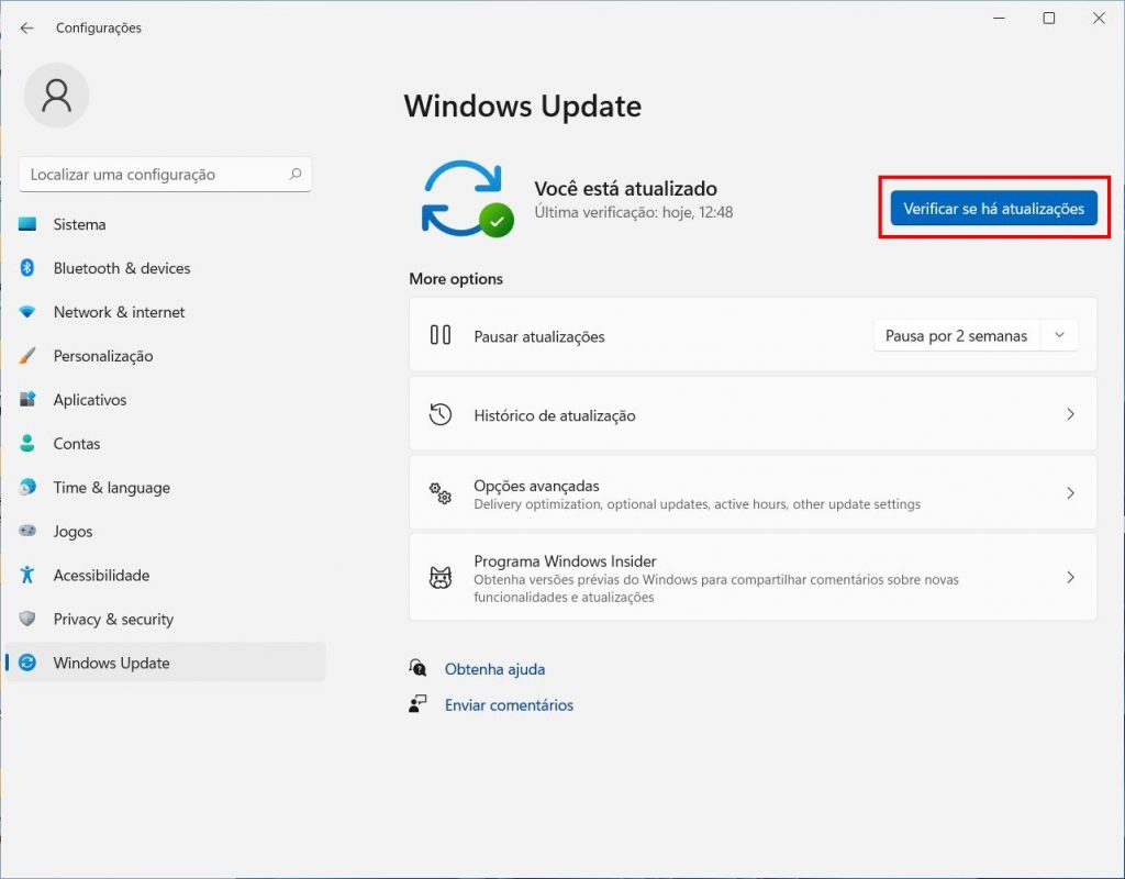 Como atualizar o Windows 11 - Passo 2