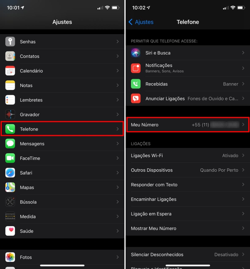 Como descobrir o número do celular no iOS - Passo 1
