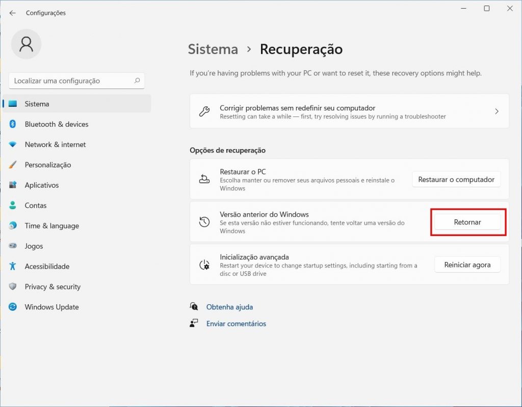 Como desinstalar o Windows 11 - Passo 4