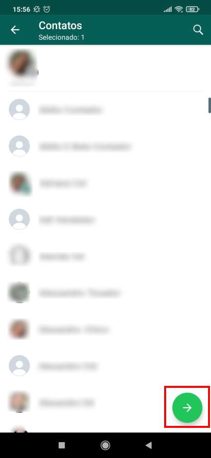 Como encaminhar contatos no WhatsApp - Passo 2