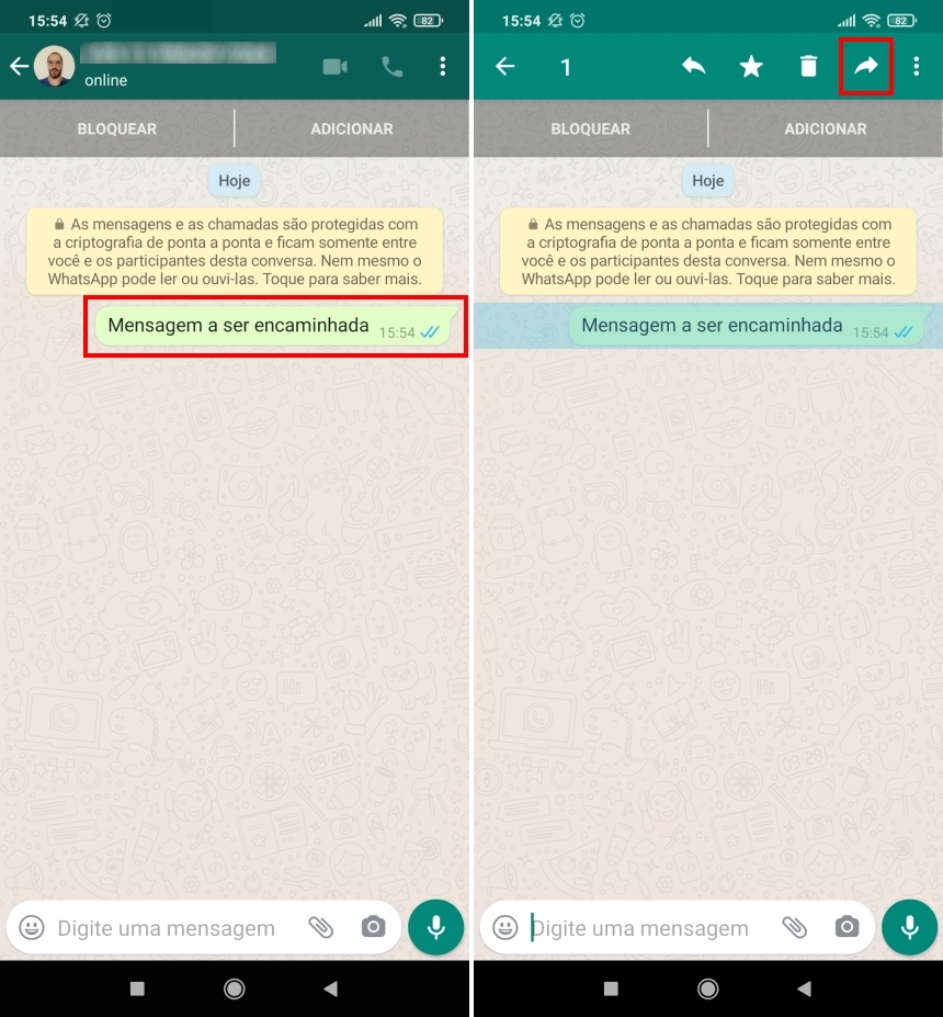 Como encaminhar mensagens no WhatsApp - Passo 1