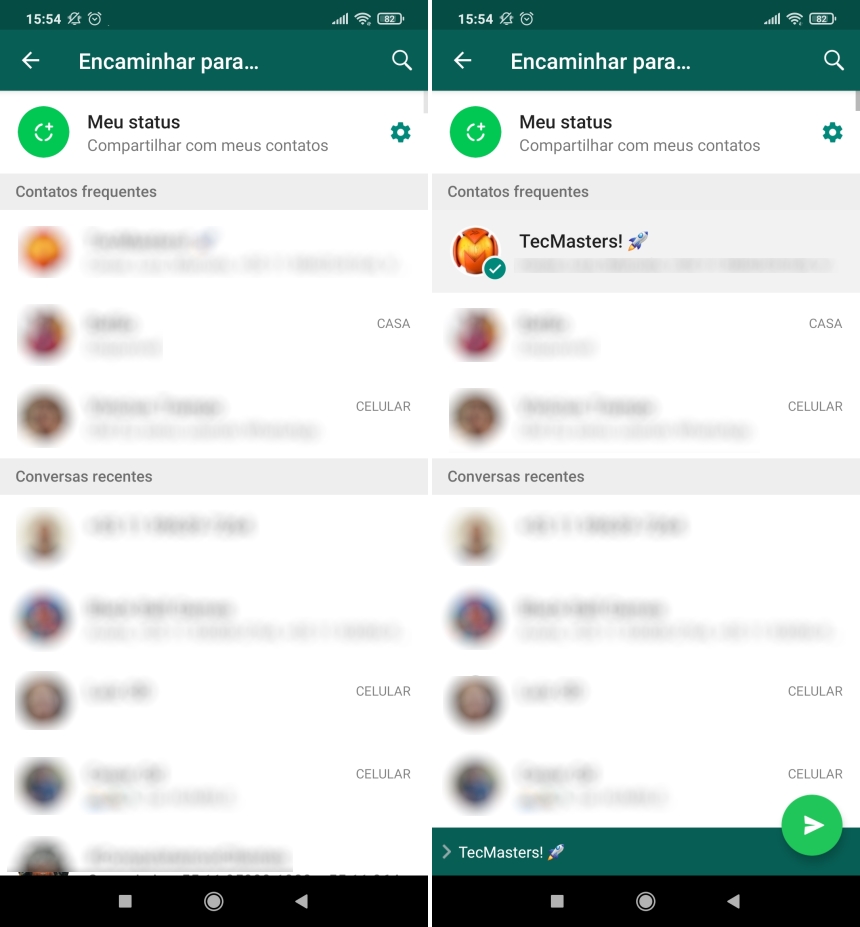 Como encaminhar mensagens no WhatsApp - Passo 2