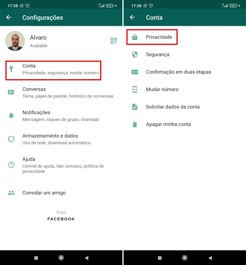 Como tirar o online do WhatsApp - Passo 2