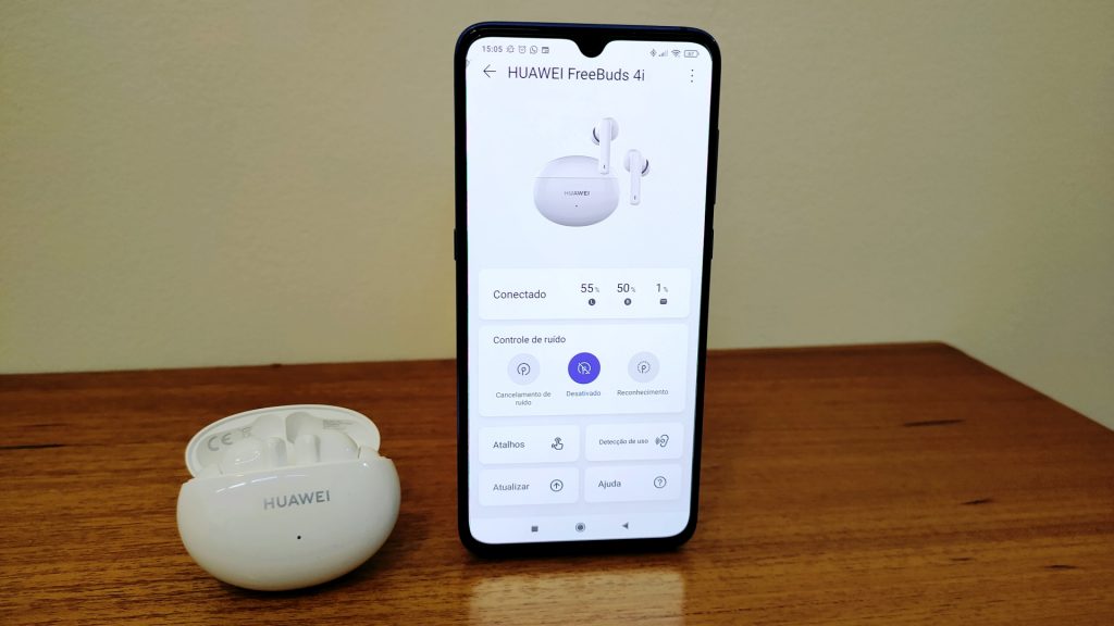 Huawei Free Buds 4i - App mostrando bateria