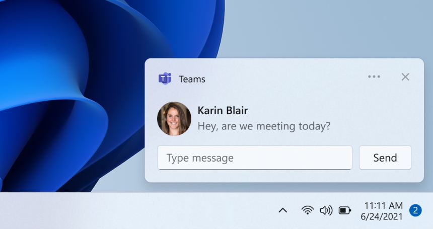 Notificação do Microsoft Teams no Windows 11