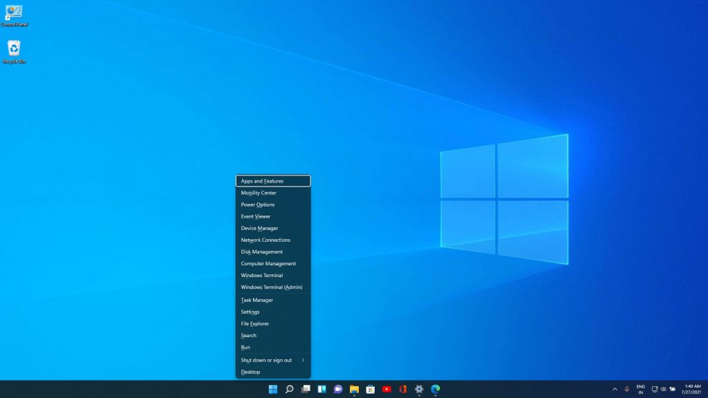 Power User menu - Windows 11