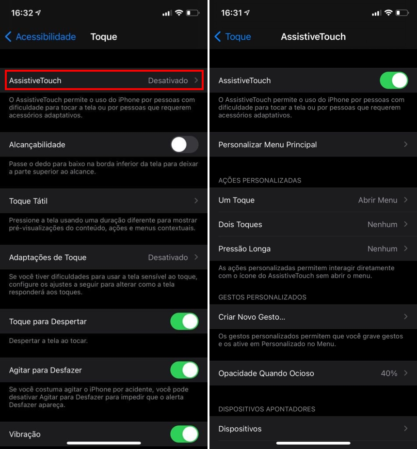 Como ativar o AssistiveTouch no iPhone - Passo 2