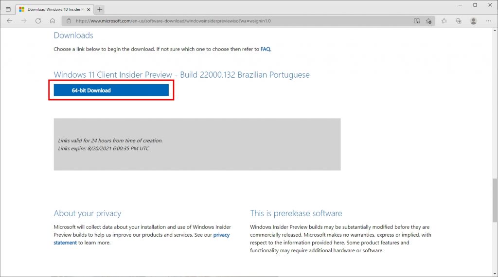 Como baixar a ISO do Windows 11 - Passo 5