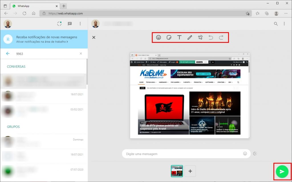 Como editar imagens no WhatsApp Web - Passo 3