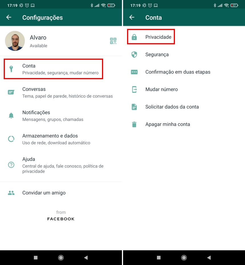 Como evitar ser adicionado em grupos no WhatsApp - Passo 2