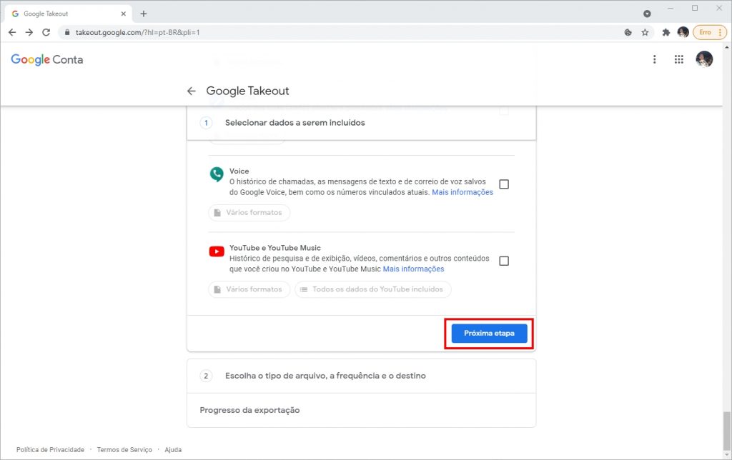 Como fazer um backup do Gmail - Passo 4