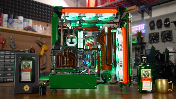 Imagem de computador resfriado com bebida Jägermeister