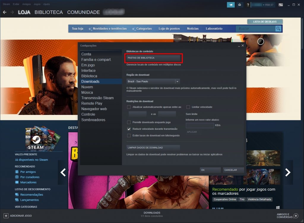 Como acessar o gerenciador de armazenamento da Steam - Passo 3