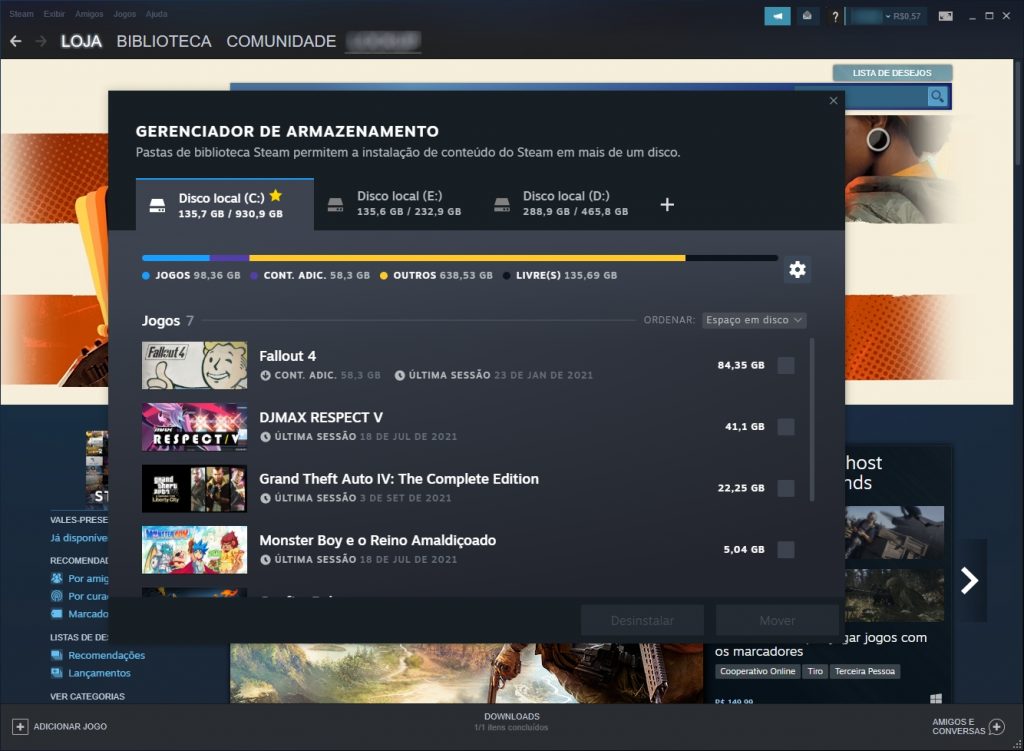 Como acessar o gerenciador de armazenamento da Steam - Passo 4