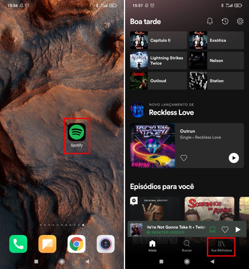 Como criar playlists colaborativas no Spotify (celular) - Passo 1