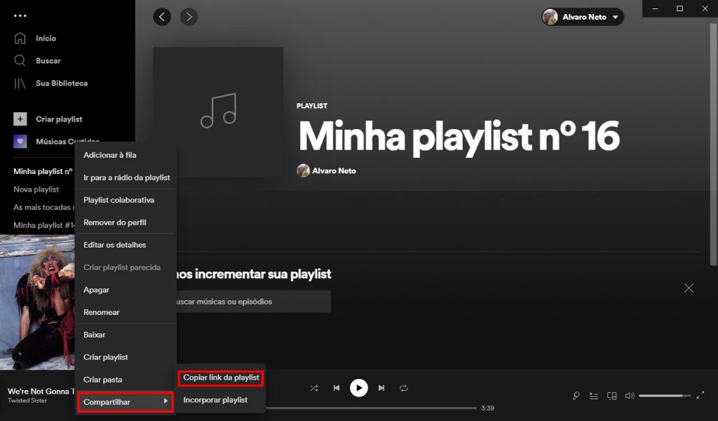 Como criar playlists colaborativas no Spotify - Passo 3