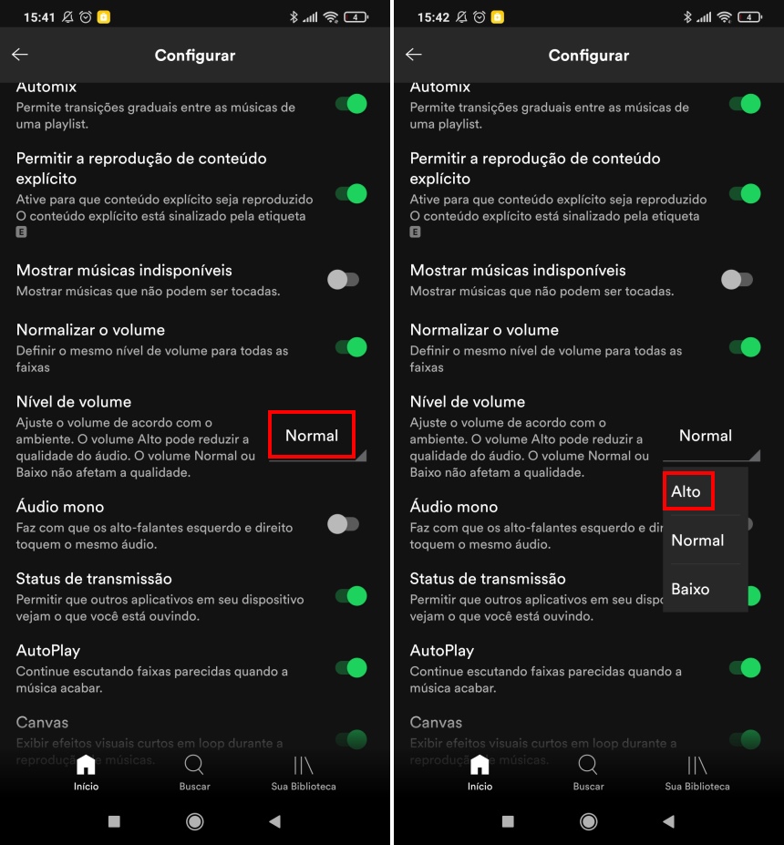 Como deixar as musicas do spotify com volume mais alto no celular - passo 2