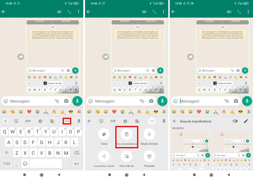 Como guardar capturas de tela no Gboard - Passo 4