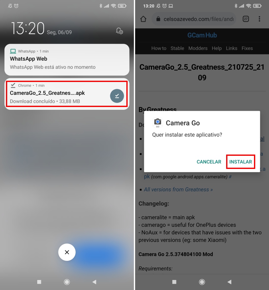 Como instalar o Google Camera Go no Android - Passo 2