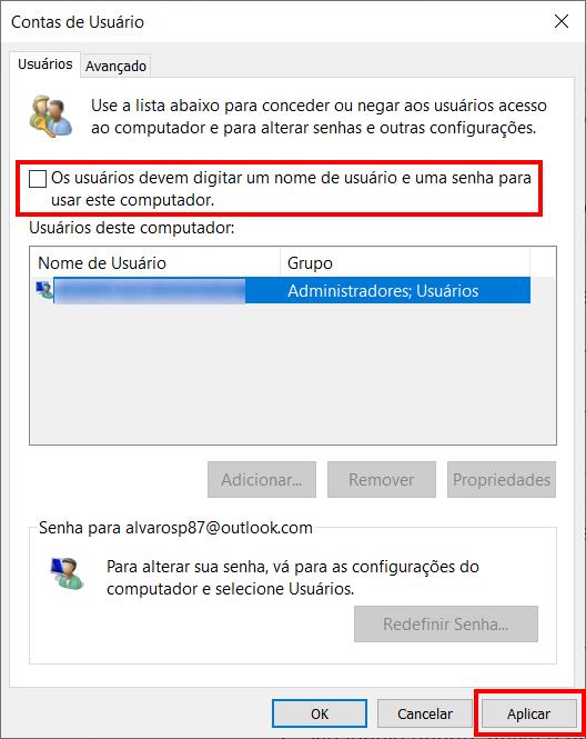 Como logar no Windows 10 sem colocar senha - Passo 4