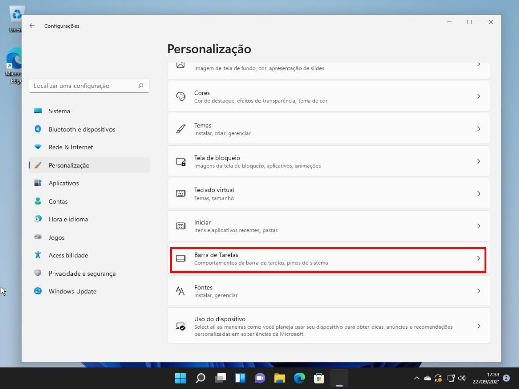 Como trocar a posição do menu Iniciar no Windows 11 - Passo 3