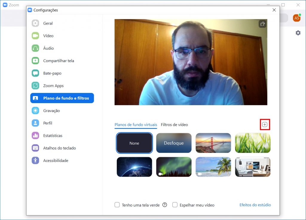 Como usar um plano de fundo virtual no Zoom - Passo 3