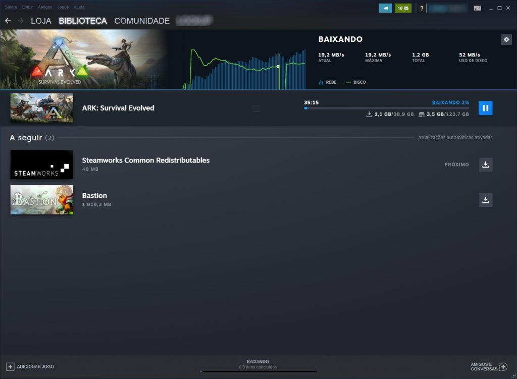 Steam - nova tela de downloads