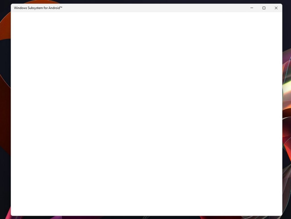 Tela em branco do subsistema Android no Windows 11